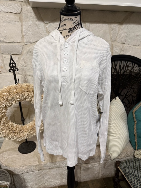 Kenneth Cole Other - Kenneth Cole White 100% CottonWaffle Knit Hooded Henley